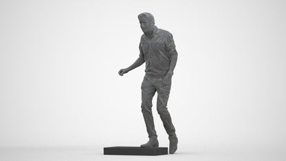 realistic 3D human man casual standing, archviz people FBX OBJ for Blender, three-quarter front view render