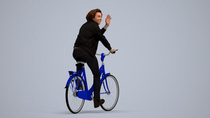 3D people model man casual cycling, scanned human for 3ds Max rendering, standing pose render