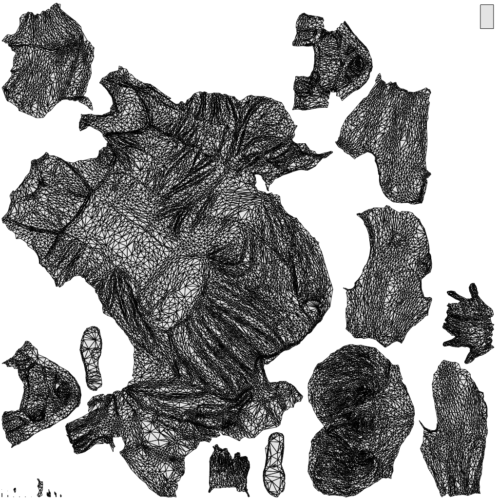 3D scanned senior woman sitting, photorealistic archviz people for Enscape and SketchUp, wireframe top-down view