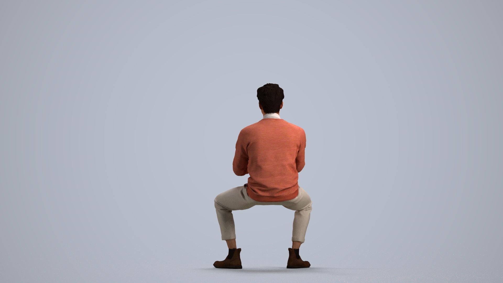 realistic 3D human man casual business, archviz people FBX OBJ for Blender, front view render