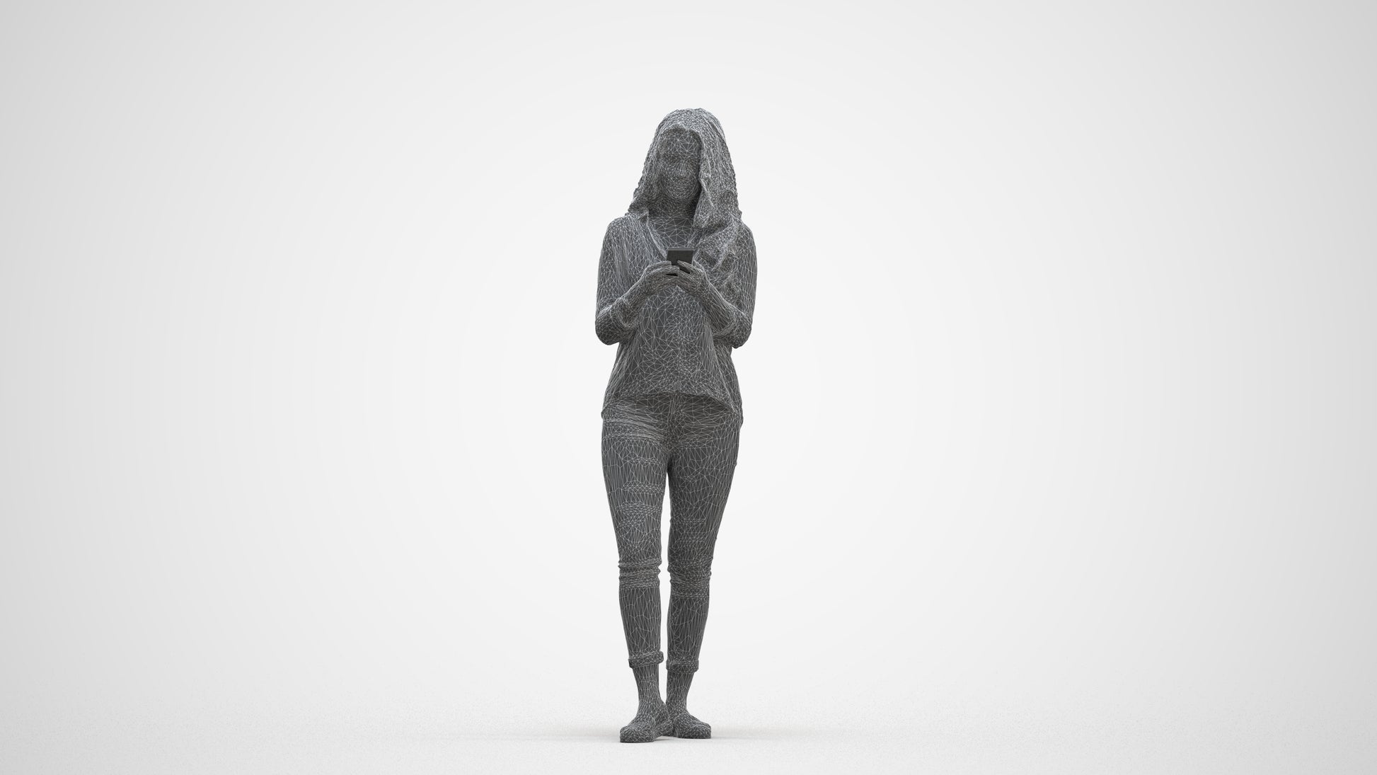 3D scanned woman walking, photorealistic archviz people for Enscape and SketchUp, three-quarter front view render