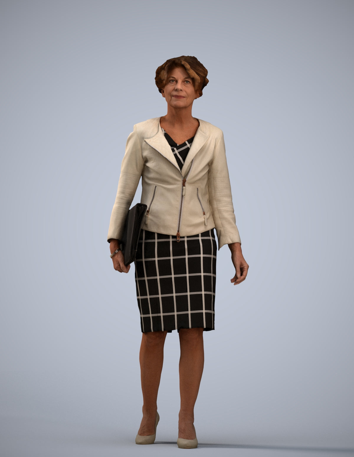 3D scanned woman walking business, photorealistic archviz people for Enscape and SketchUp