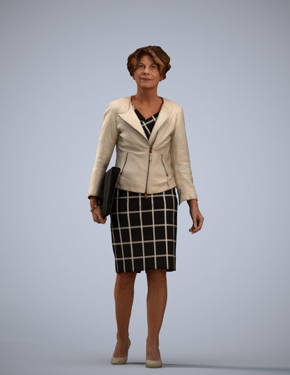 3D scanned woman walking business, photorealistic archviz people for Enscape and SketchUp