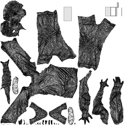 scanned 3D man casual standing, photogrammetry people for Enscape and V-Ray, wireframe top-down view