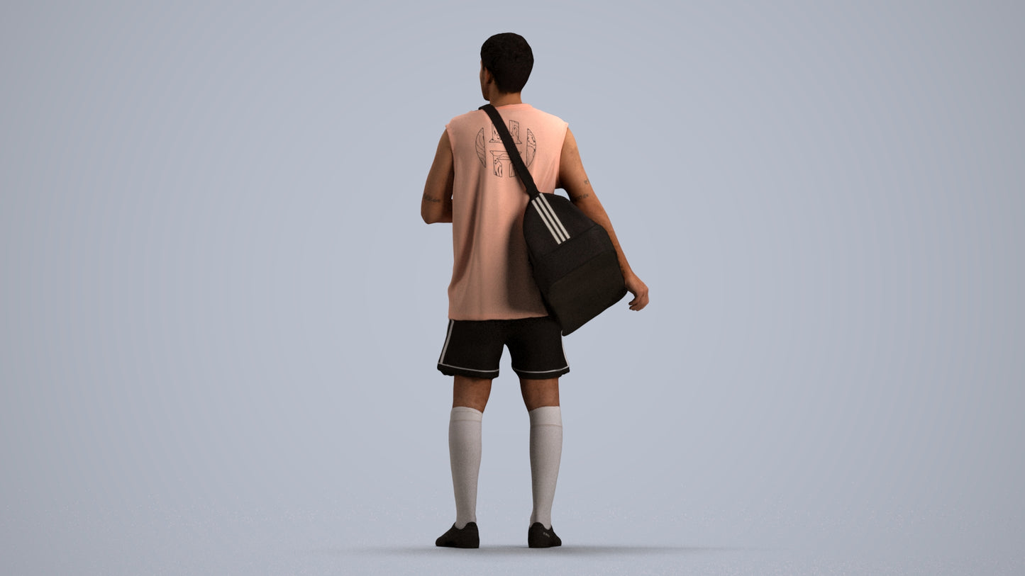 scanned 3D man sport, photogrammetry people for Enscape and V-Ray, front view render