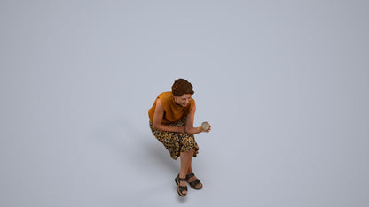 scanned 3D woman casual sitting, photogrammetry people for Enscape and V-Ray, back view render