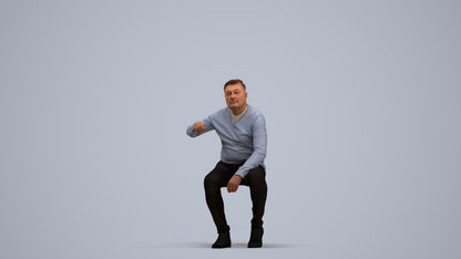 realistic 3D human man casual sitting, archviz people FBX OBJ for Blender, standing pose render