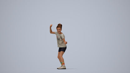 realistic 3D girl casual kids, scanned archviz people for Blender and 3ds Max, top-down view render