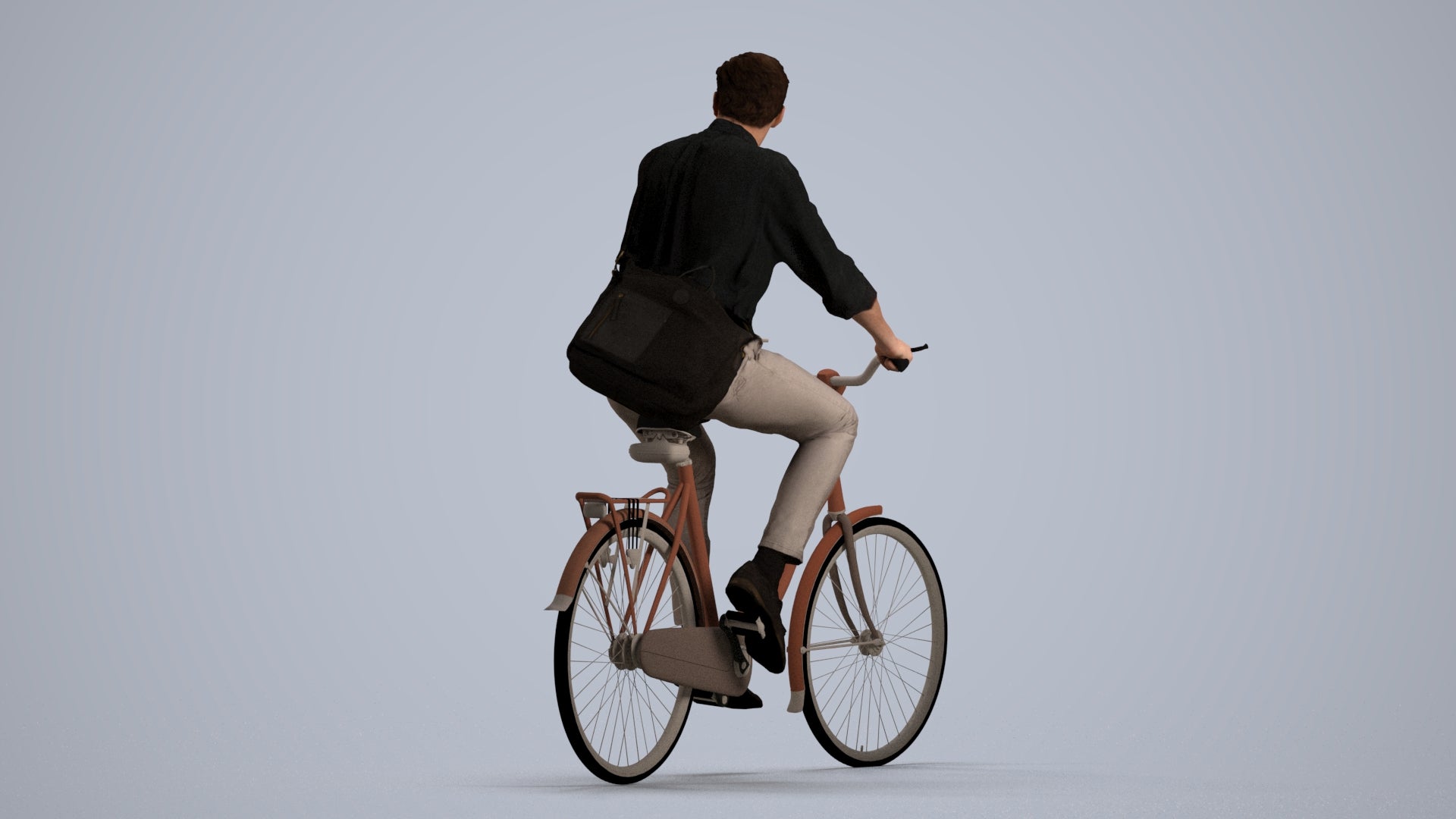 3D people model man casual cycling, scanned human for 3ds Max rendering, front view render