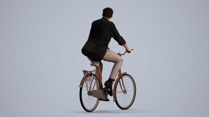 3D people model man casual cycling, scanned human for 3ds Max rendering, front view render