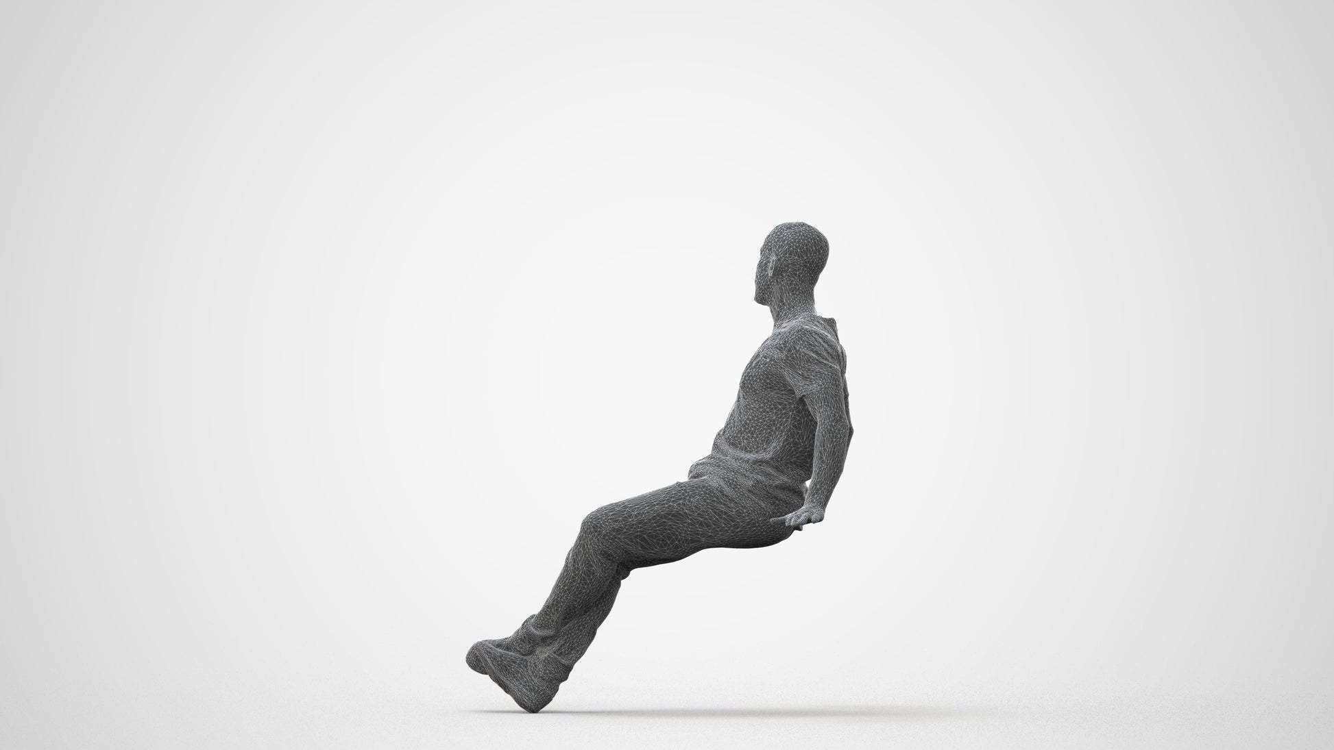 photogrammetry 3D man casual sitting, realistic human model archviz FBX, square thumbnail