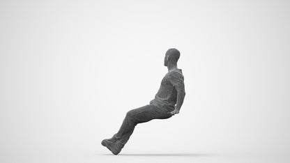 photogrammetry 3D man casual sitting, realistic human model archviz FBX, square thumbnail