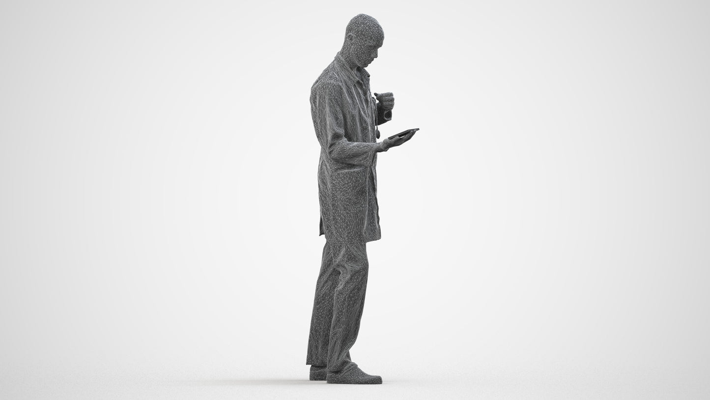 photogrammetry 3D man medical, realistic human model archviz FBX, wireframe side view