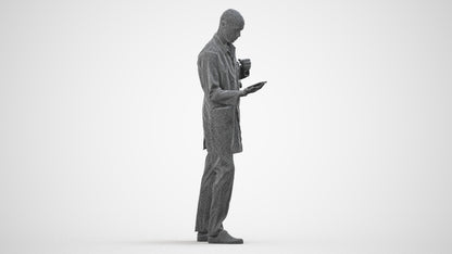 photogrammetry 3D man medical, realistic human model archviz FBX, wireframe side view