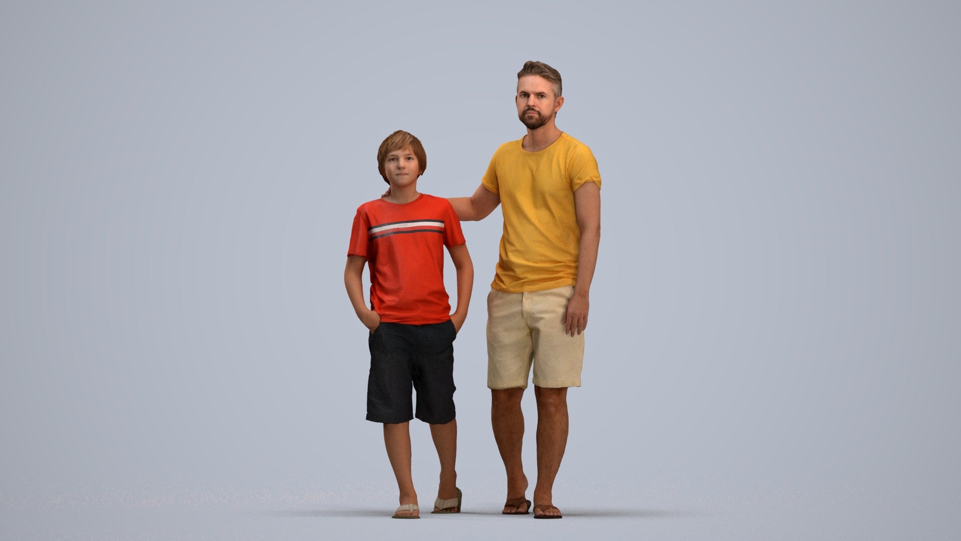 realistic 3D human boy casual kids, archviz people FBX OBJ for Blender, standing pose render
