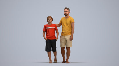 realistic 3D human boy casual kids, archviz people FBX OBJ for Blender, standing pose render