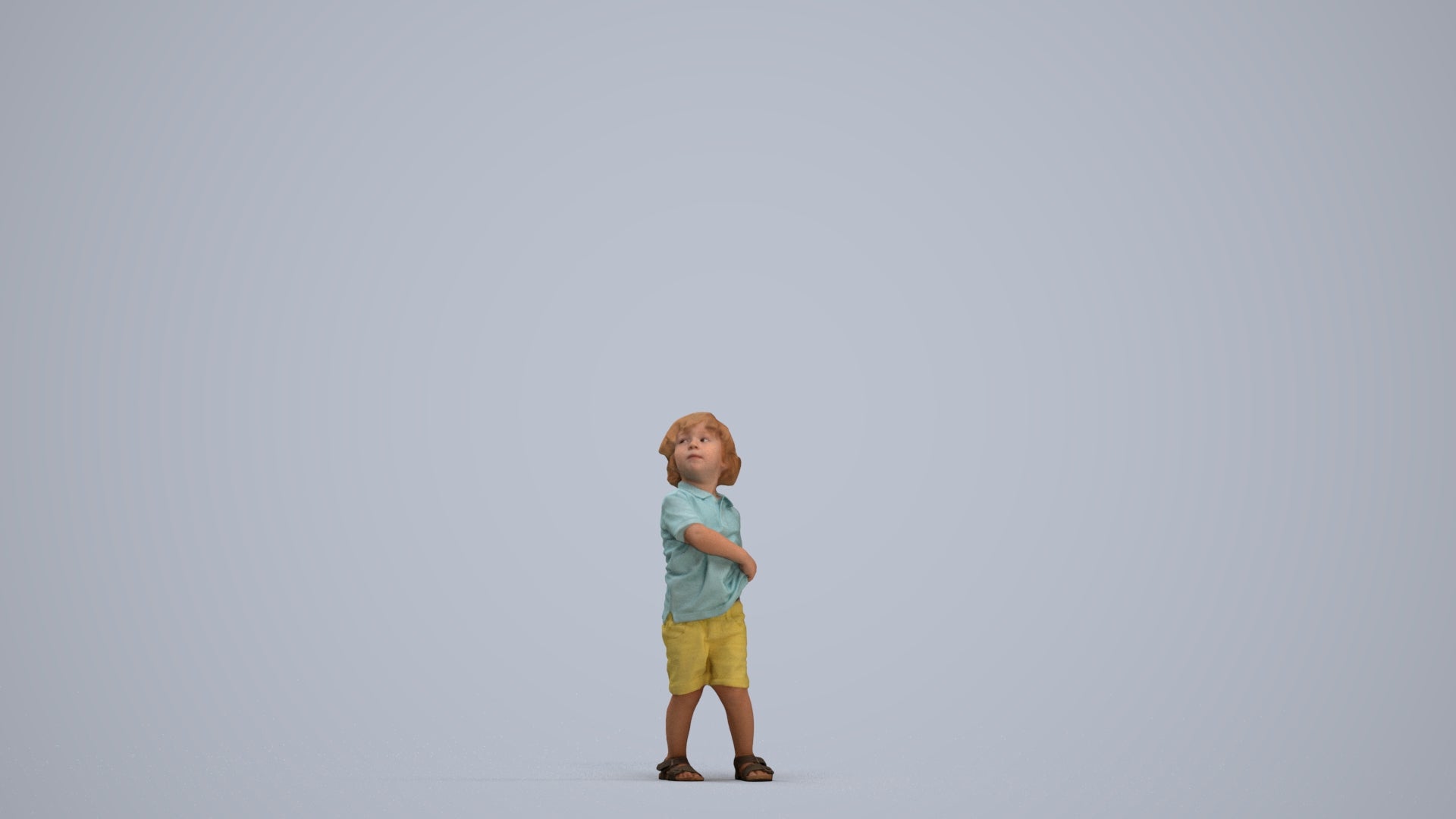 3D human model boy casual kids, photogrammetry scanned person for archviz, standing pose render