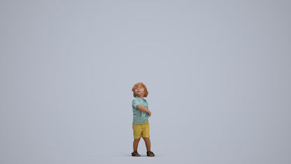 3D human model boy casual kids, photogrammetry scanned person for archviz, standing pose render