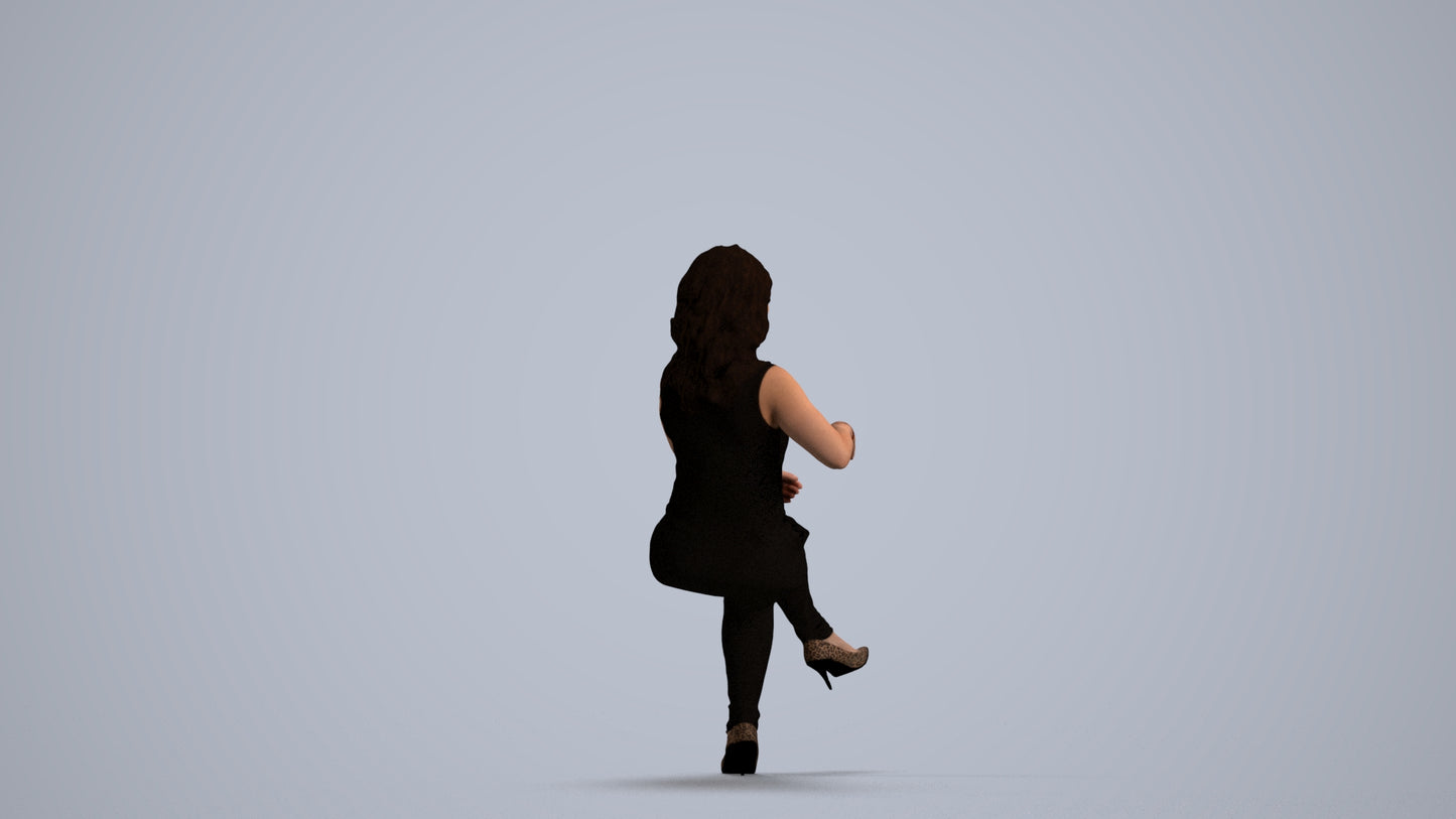 realistic 3D human woman casual sitting, archviz people FBX OBJ for Blender, front view render
