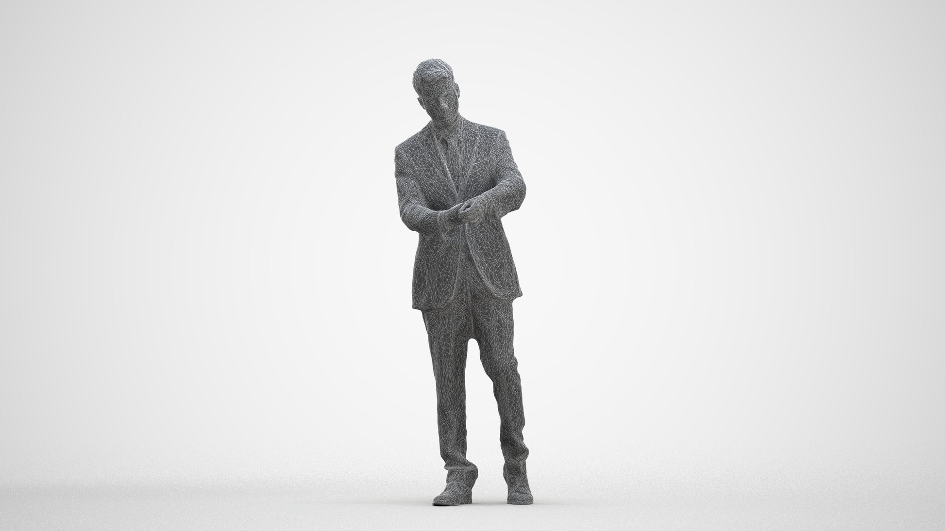 realistic 3D human man business, archviz people FBX OBJ for Blender, three-quarter front view render