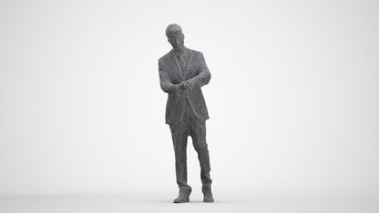 realistic 3D human man business, archviz people FBX OBJ for Blender, three-quarter front view render
