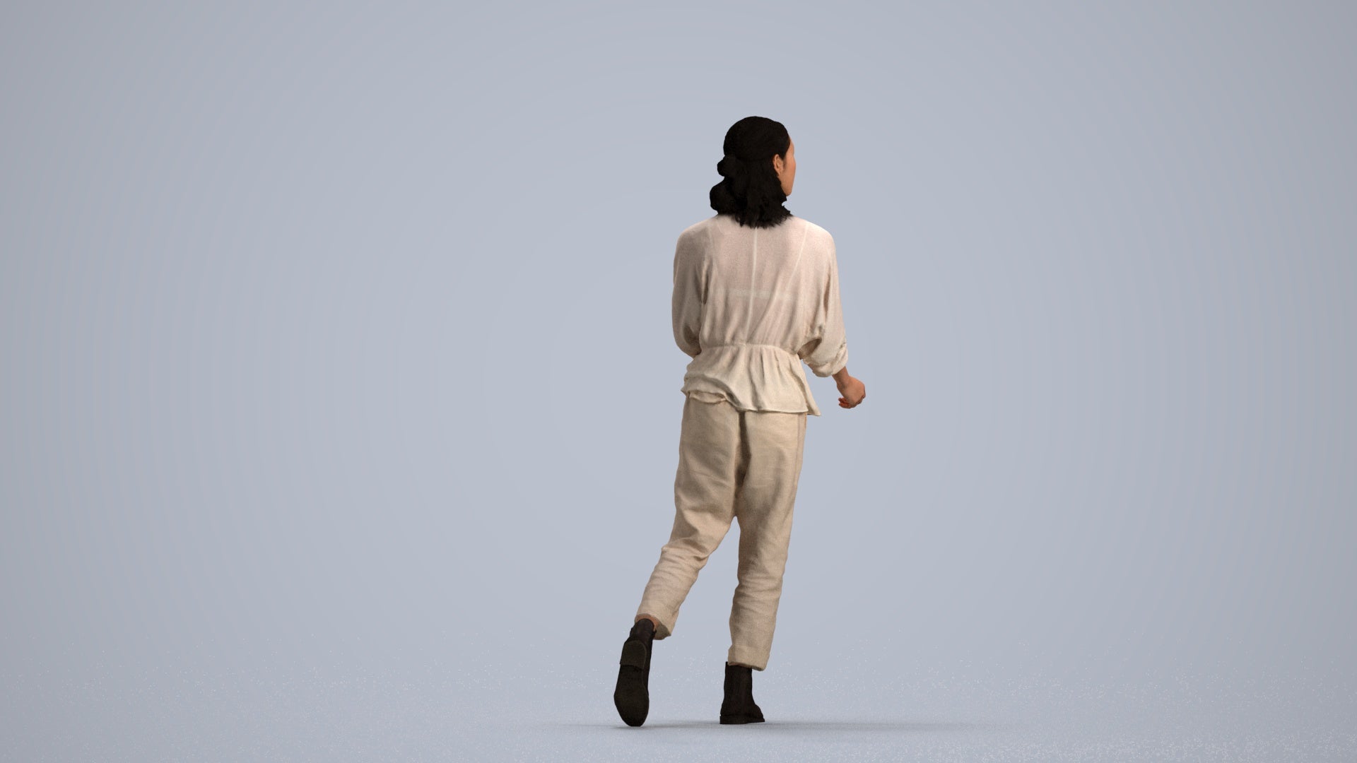 3D people model woman casual walking, scanned human for 3ds Max rendering, front view render