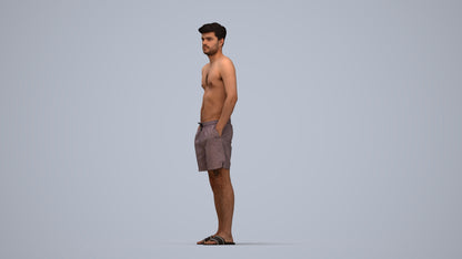 3D scanned man pool, photorealistic archviz people for Enscape and SketchUp, top-down view render