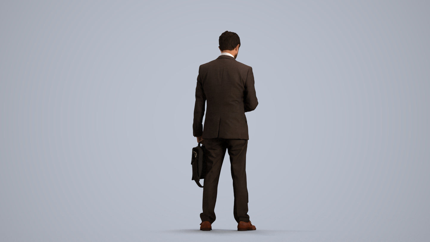 3D people model man business, scanned human for 3ds Max rendering, front view render