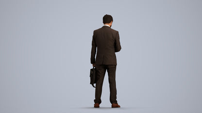 3D people model man business, scanned human for 3ds Max rendering, front view render