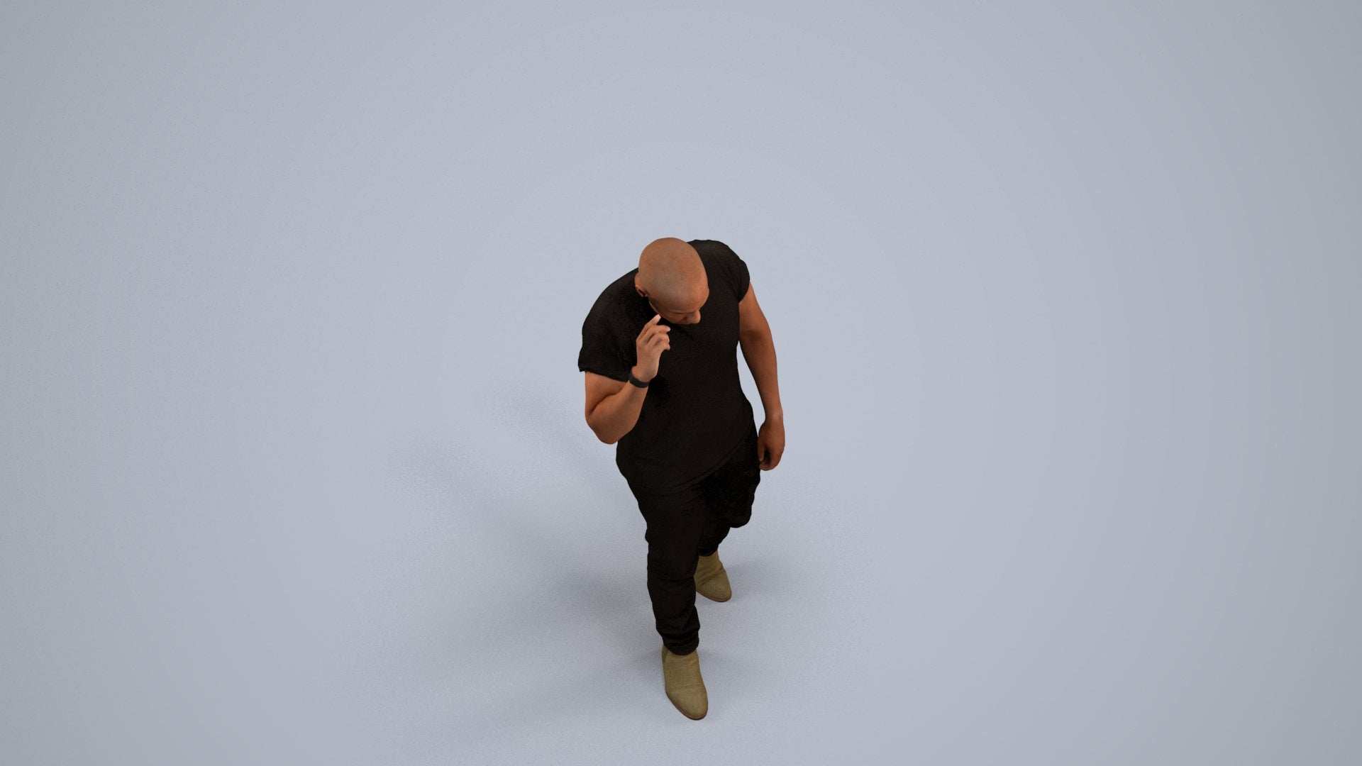 3D scanned man walking casual, photorealistic archviz people for Enscape and SketchUp, back view render