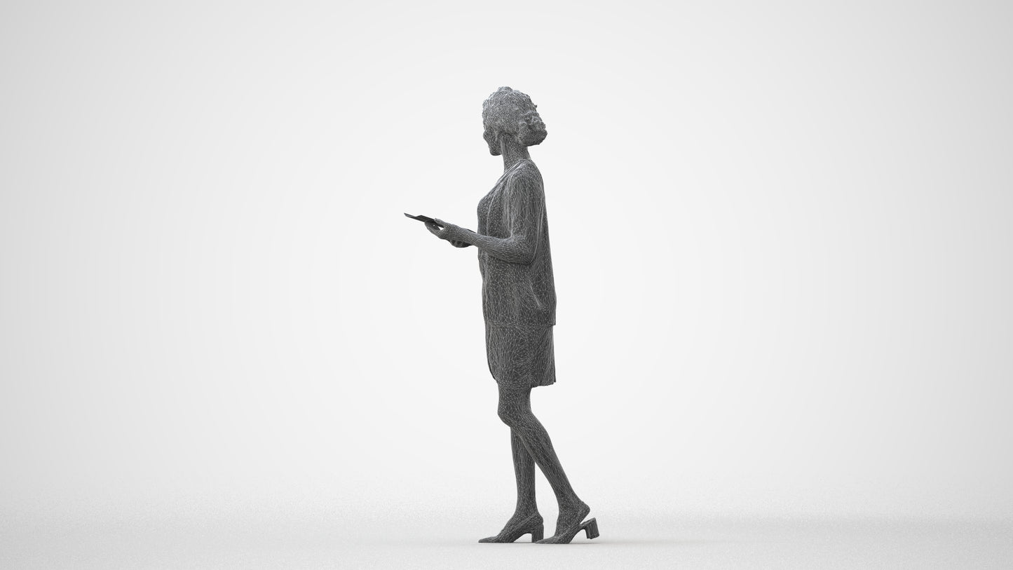 realistic 3D people woman business standing, render-ready for V-Ray and Corona, FBX OBJ, square thumbnail