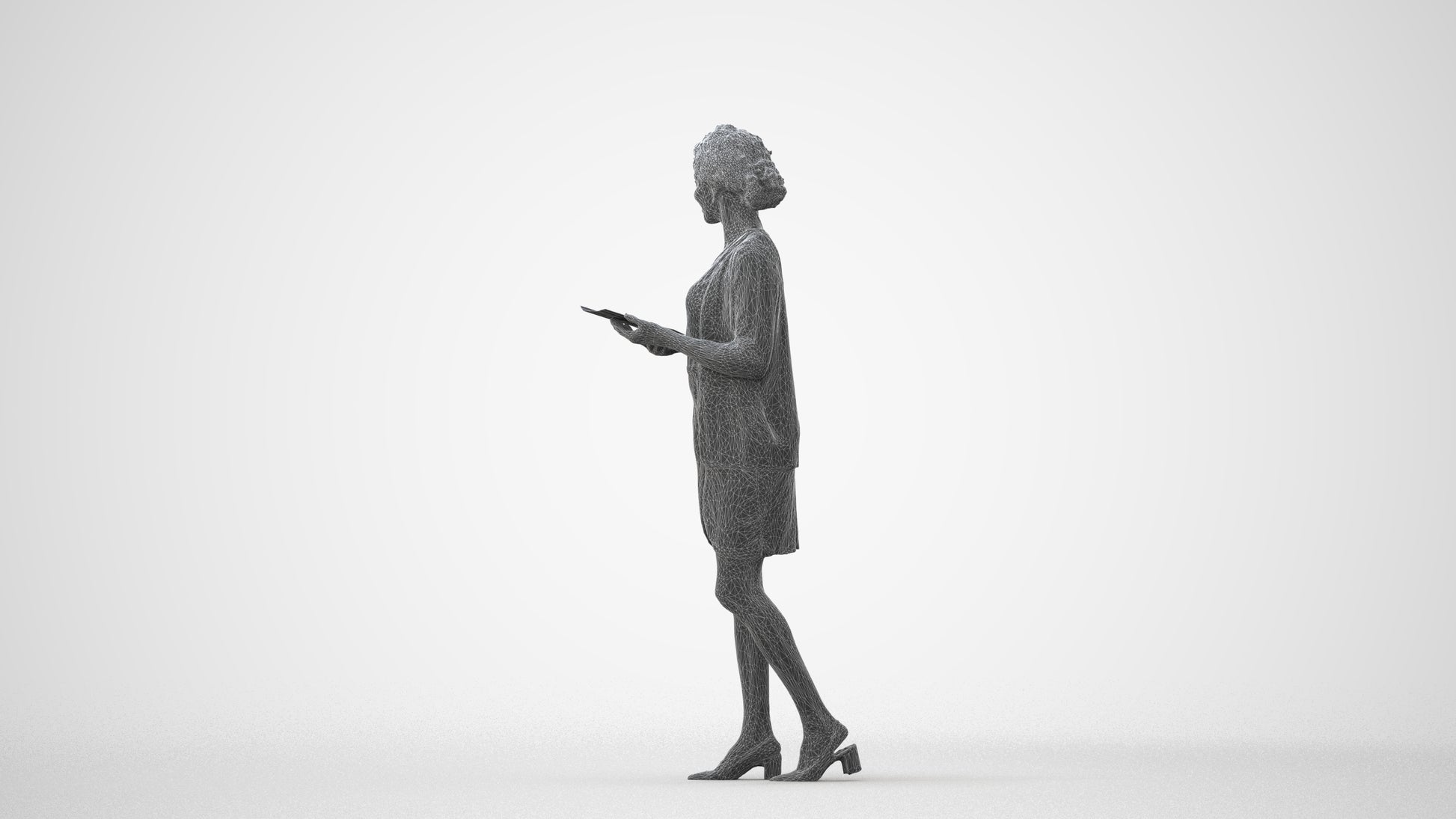 realistic 3D people woman business standing, render-ready for V-Ray and Corona, FBX OBJ, square thumbnail