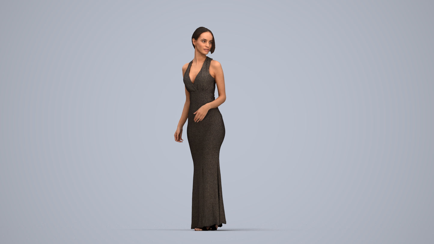 realistic 3D people woman formal formalaffairs, render-ready for V-Ray and Corona, FBX OBJ, top-down view render