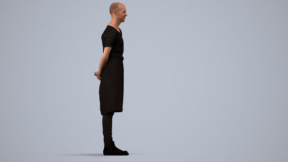 realistic 3D man hospitality, scanned archviz people for Blender and 3ds Max, side view render