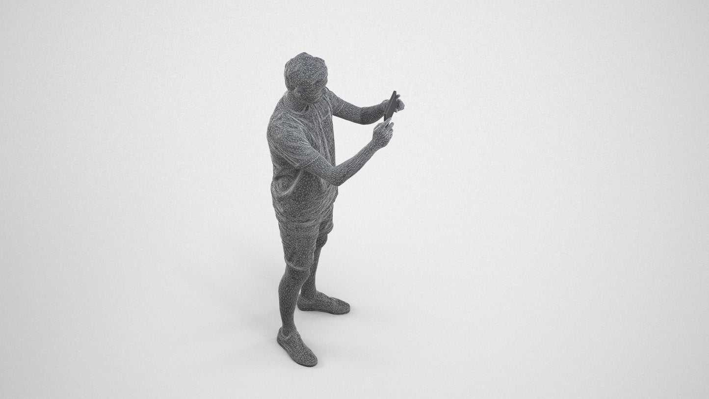 realistic 3D people man casual standing, render-ready for V-Ray and Corona, FBX OBJ, wireframe three-quarter view