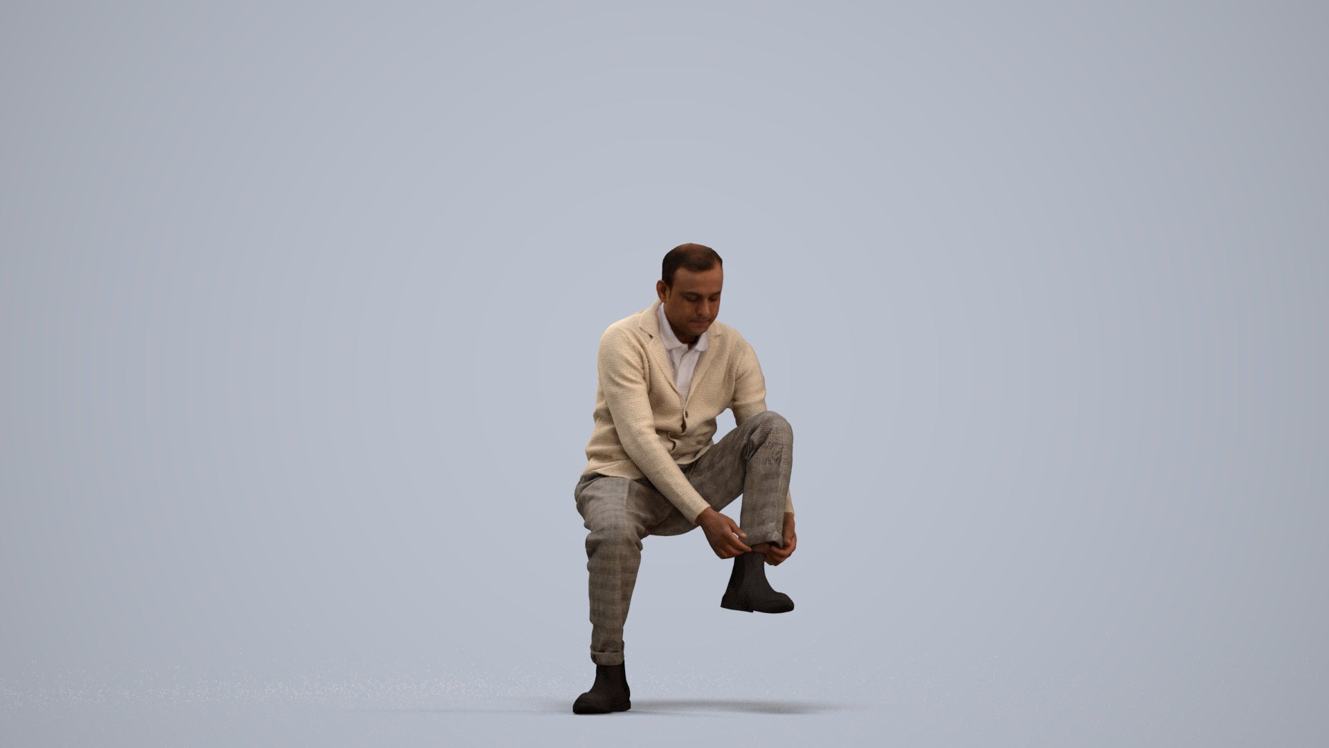 3D scanned woman sitting casual, photorealistic archviz people for Enscape and SketchUp, standing pose render