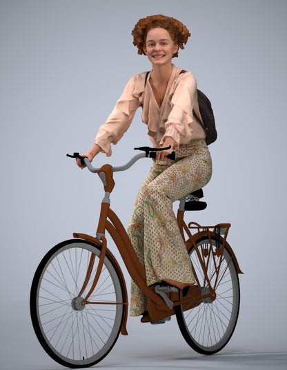 photogrammetry 3D woman casual cycling, realistic human model archviz FBX