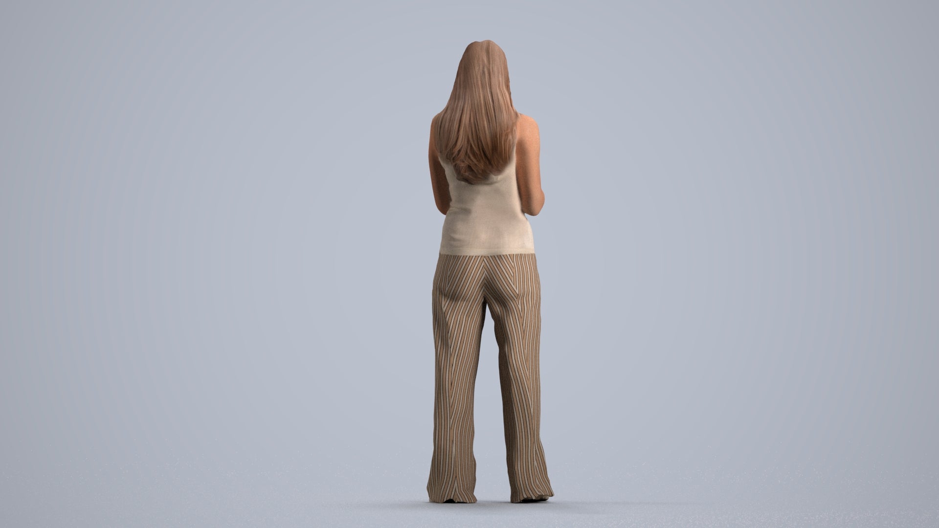 photogrammetry 3D woman casual standing, realistic human model archviz FBX, front view render