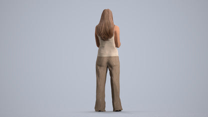 photogrammetry 3D woman casual standing, realistic human model archviz FBX, front view render