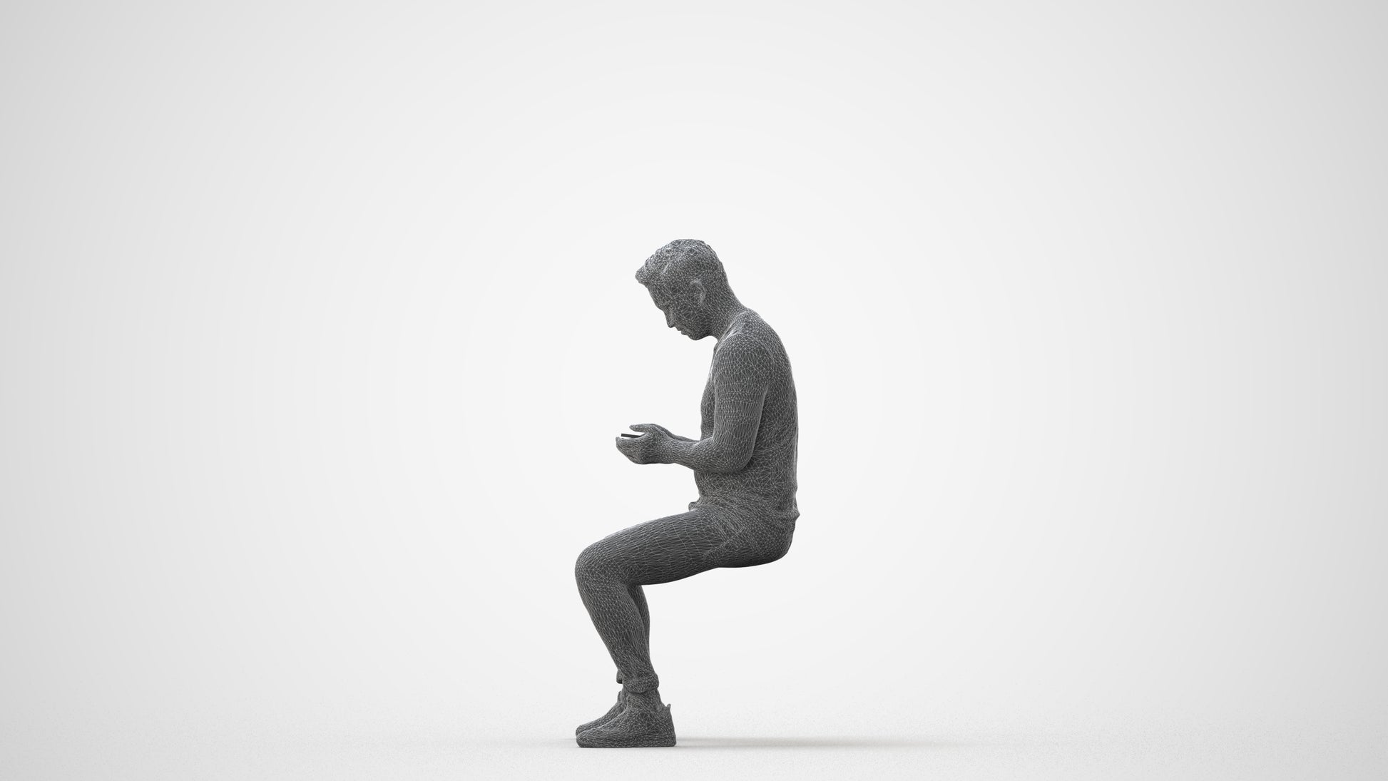 3D scanned man sitting casual, photorealistic archviz people for Enscape and SketchUp, square thumbnail