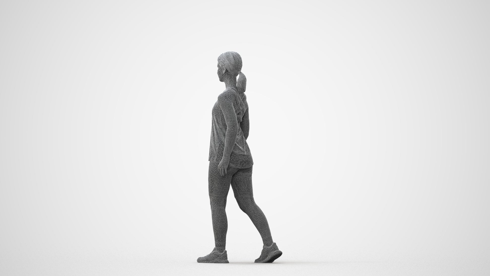 3D scanned girl walking sport, photorealistic archviz people for Enscape and SketchUp, square thumbnail