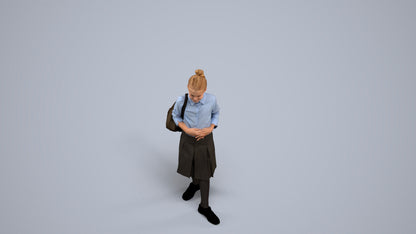 scanned 3D girl kids, photogrammetry people for Enscape and V-Ray, back view render