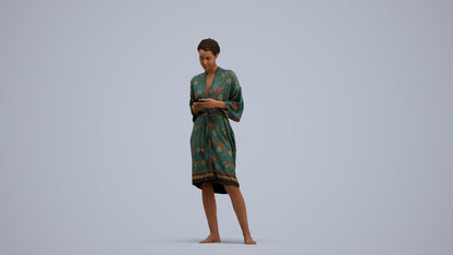 realistic 3D woman casual bathroom, scanned archviz people for Blender and 3ds Max, standing pose render