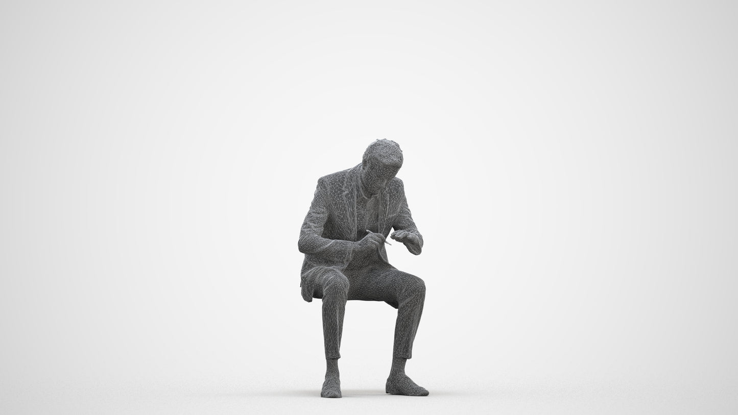 3D people model man business, scanned human for 3ds Max rendering, three-quarter front view render