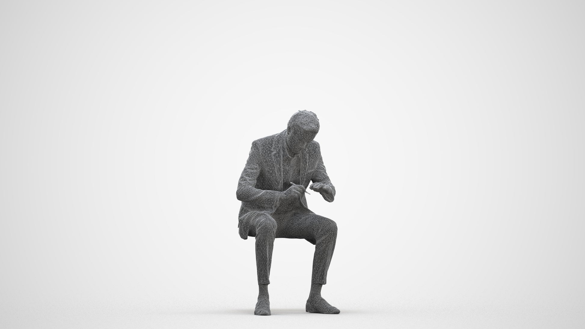 3D people model man business, scanned human for 3ds Max rendering, three-quarter front view render