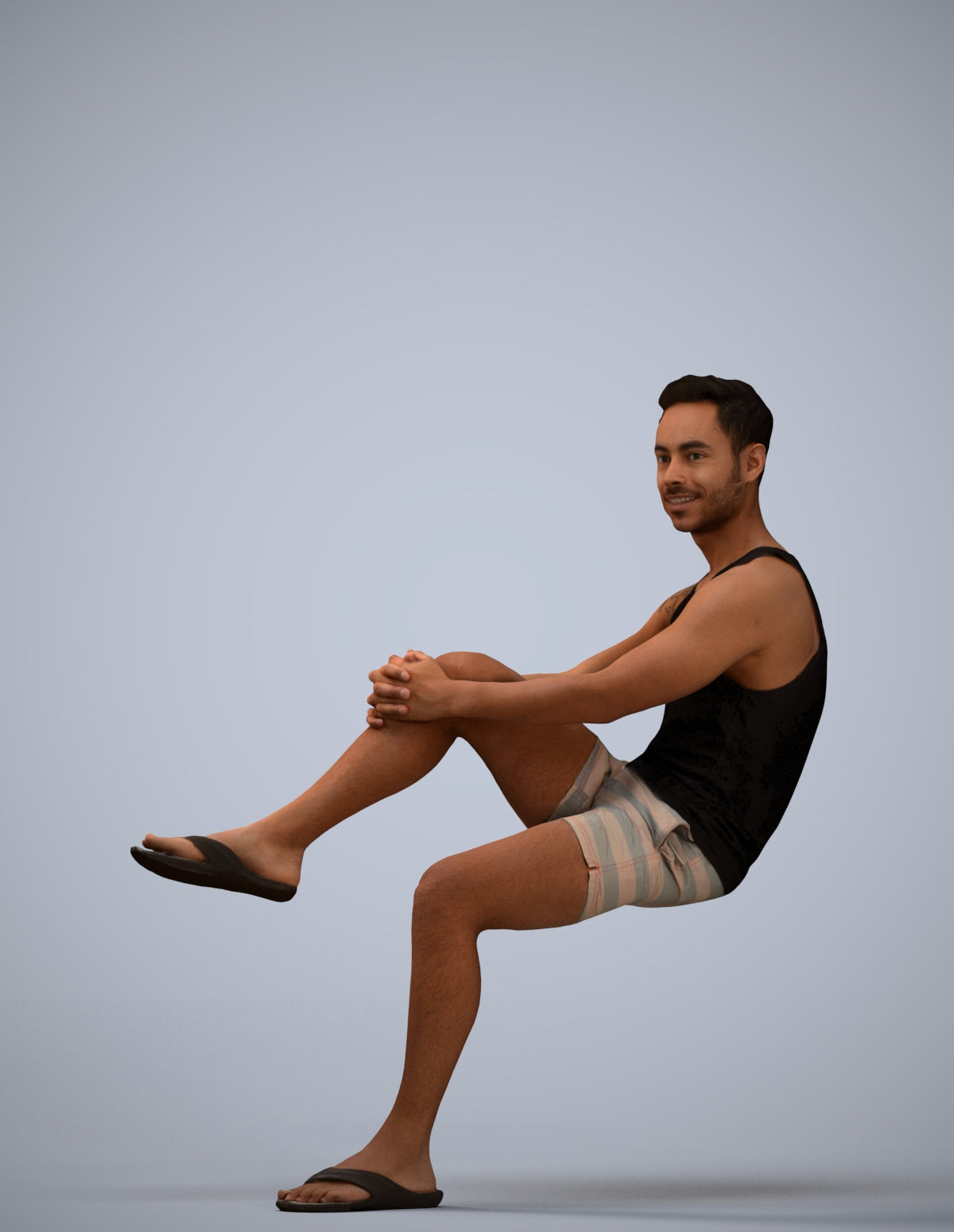 realistic 3D people man casual sitting, render-ready for V-Ray and Corona, FBX OBJ
