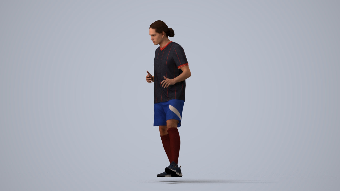 realistic 3D human man sport, archviz people FBX OBJ for Blender, three-quarter view render