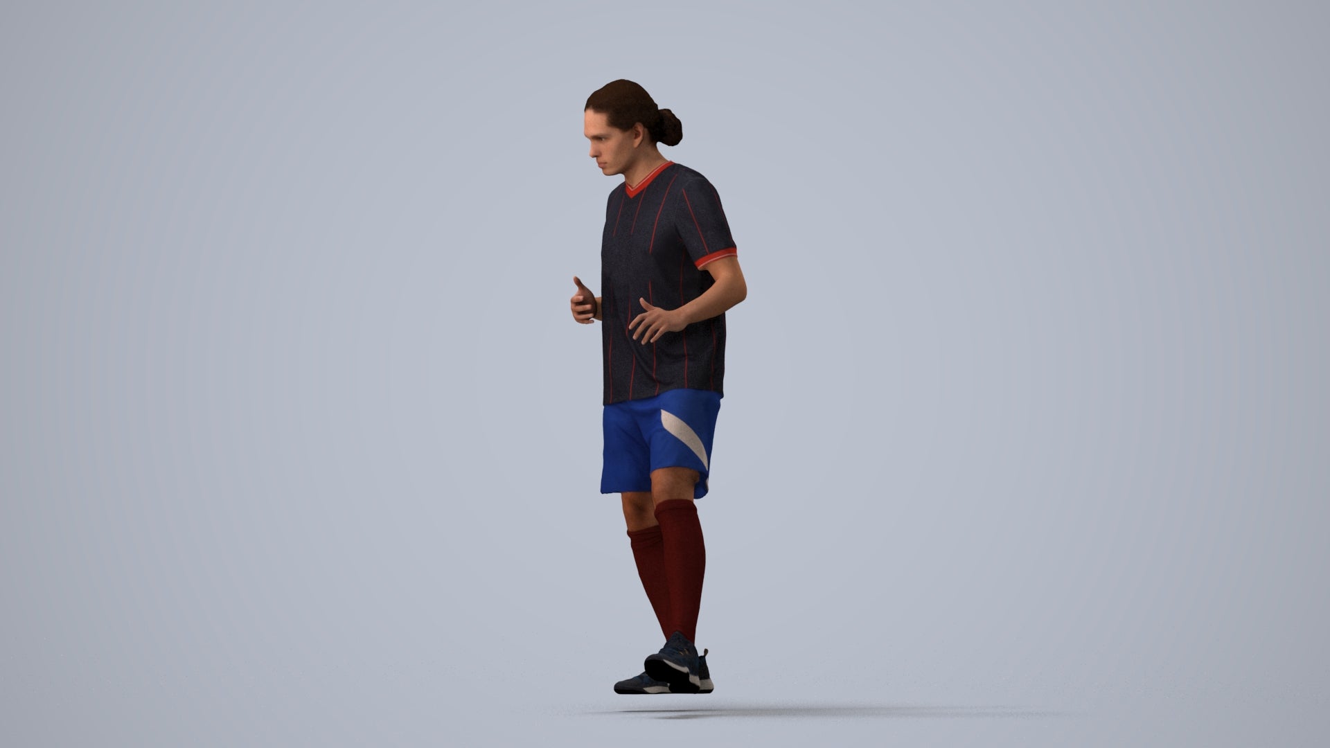 realistic 3D human man sport, archviz people FBX OBJ for Blender, three-quarter view render