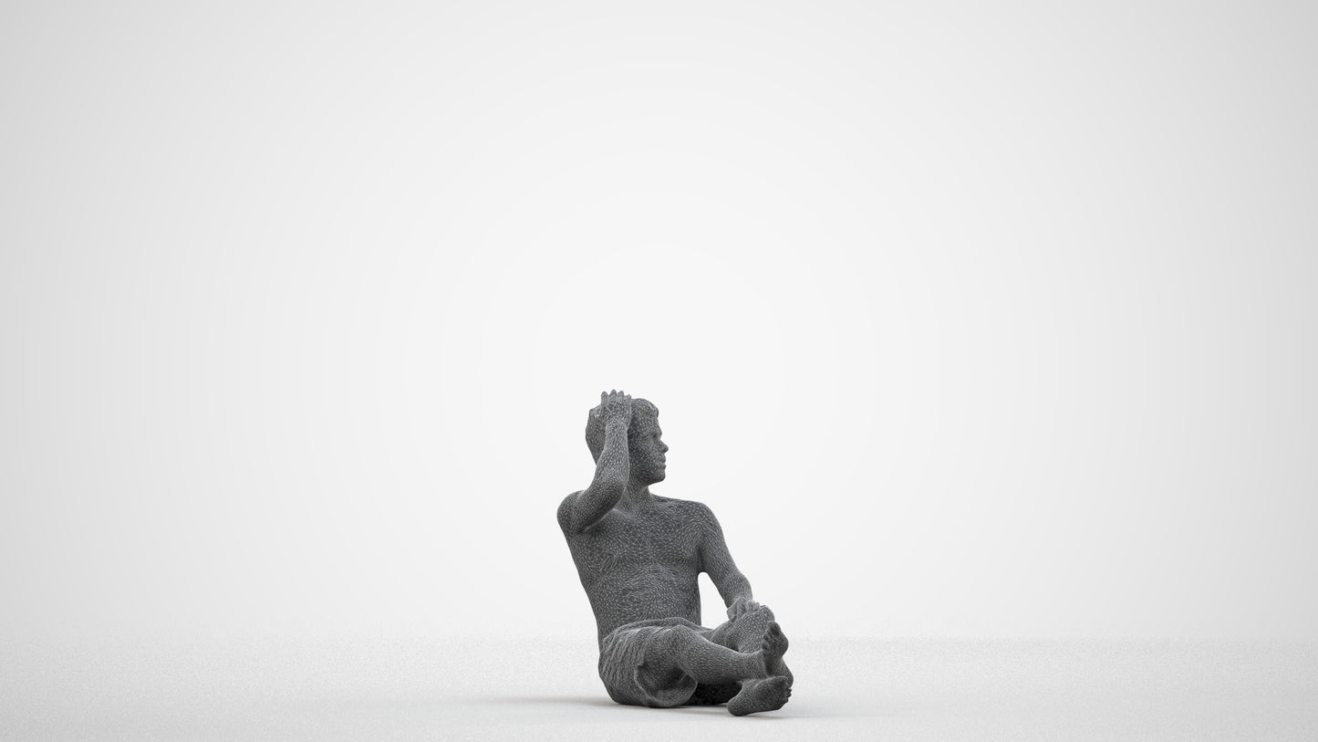 realistic 3D man pool, scanned archviz people for Blender and 3ds Max, wireframe side view