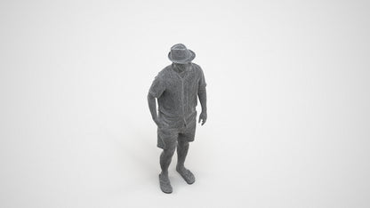 scanned 3D man standing, photogrammetry people for Enscape and V-Ray, wireframe three-quarter view